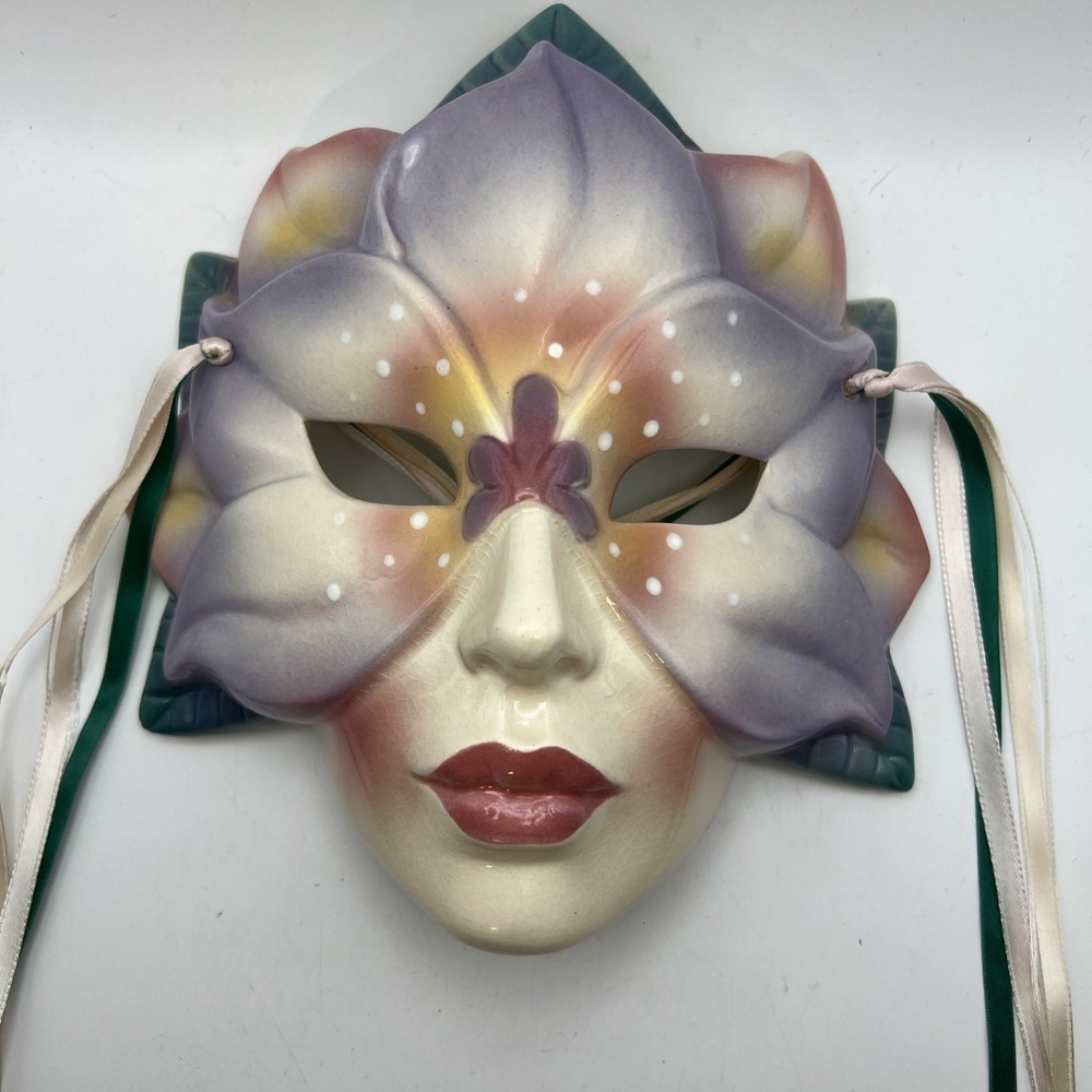 Vintage 1990 Clay-Art San Francisco Spring Blossom About Face Ceramic Mask Decor